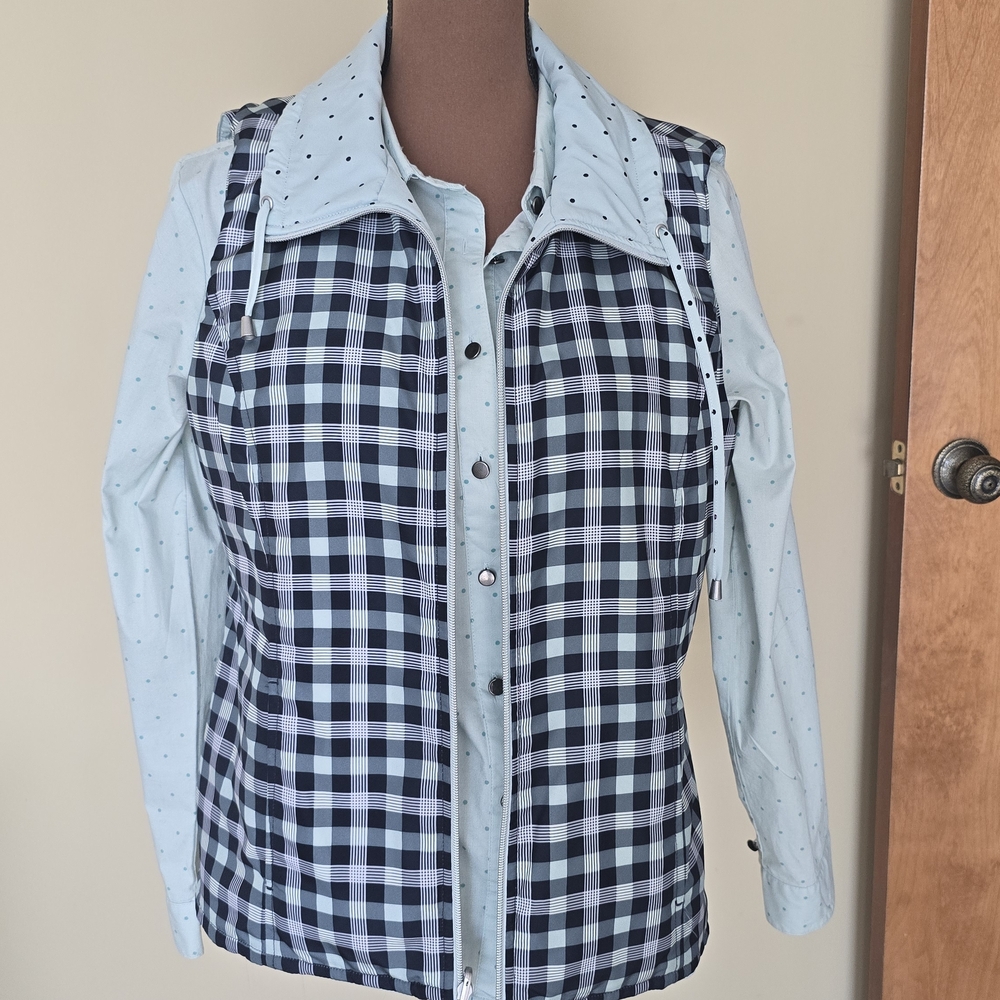 Christopher & Banks Light Teal Blue Blouse with Matching Reversable Vest Sz M